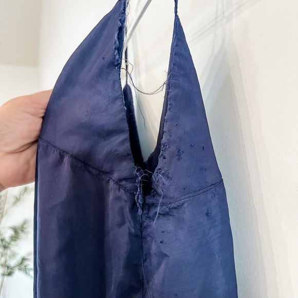 VTG 1940's Ladies Satin Navy Blue Nightgown Slip Lingerie Large No Tags - Picture 7 of 13